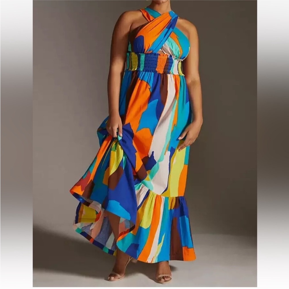 Anthropologie Plenty by Tracy Reese Printed Halter Maxi Dress Plus Size 2X